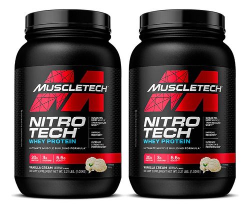 Nitro Tech 2.2 Lb X 2 Unidades Muscletech Proteina Sabor Vainilla