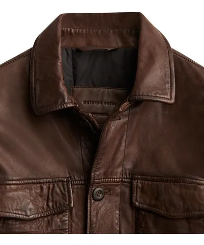 Chaqueta En Cuero De Massimo Dutti | Envío gratis