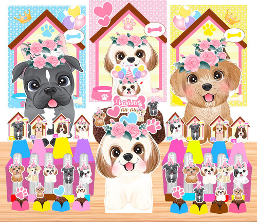 Kit Festa Cachorrinho Completo Pronta Entrega Flores