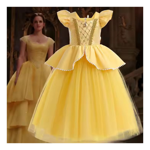 Disfraz De Bella Y La Bestia Importado Vestido Niña
