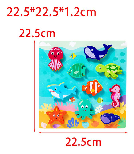 Peg Puzzle Juguete Montessori De Madera Rompecabezas Mar