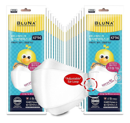 20 Autentico Bluna Blanco Kf94 Facefit Ergonomico 3d
