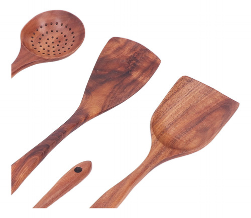 Set De Utensilios De Cocina De Madera Elegantes Cucharas De