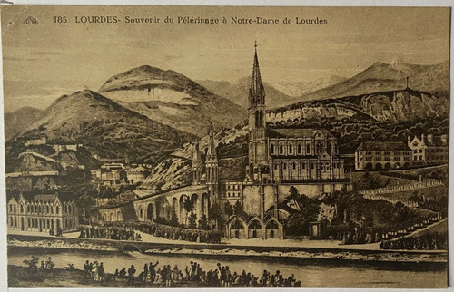 Antigua Postal, Panorama, Año 1923, Lourdes, Francia, 4p041