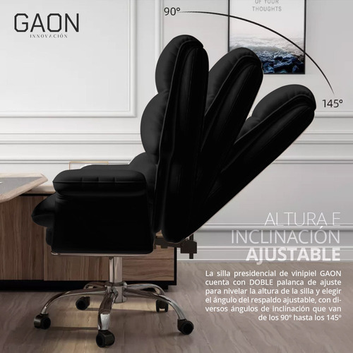 Imagen 5 de 10 de Silla De Escritorio Ejecutiva Ergonomica Piel Sintetica Lujo