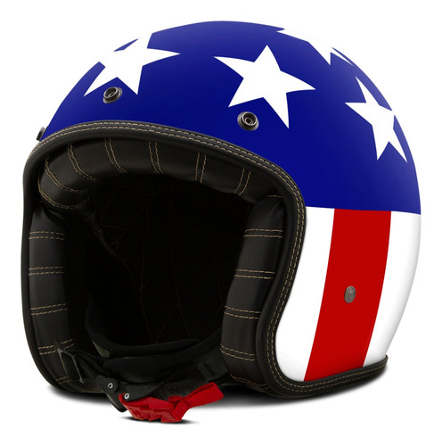 Capacete Fosco Retrô Old School Bandeira Dos Usa Vis. Bolha