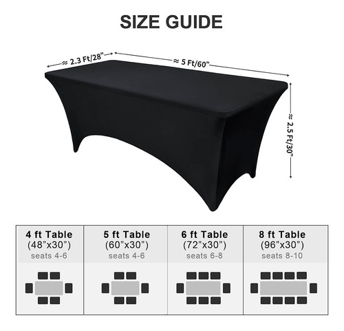 Mantel Para Mesa Rectangular Color Negro Elastizada