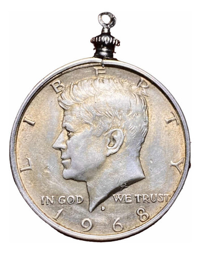 Dije Moneda Engarzada 1/2 Dólar Plata Estados Unidos Kennedy
