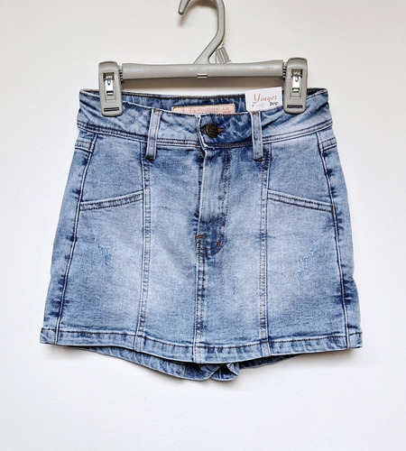 Falda Short De Jean Stretch Talla 28 Chico Nuevo Etiqueta