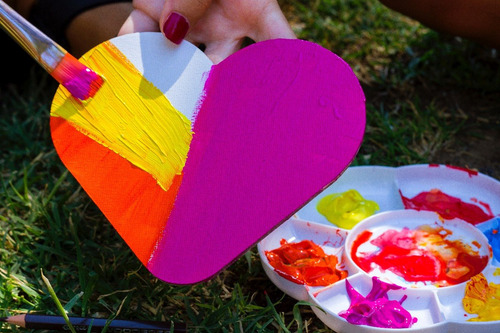 Carton Entelado Corazon Pintar Dibujar Souvenir Infantiles