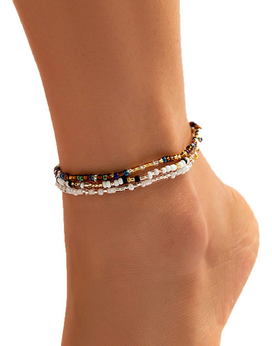 Tobilleras Con Forma De Cadena Con Cuentas Elásticas Bohemio