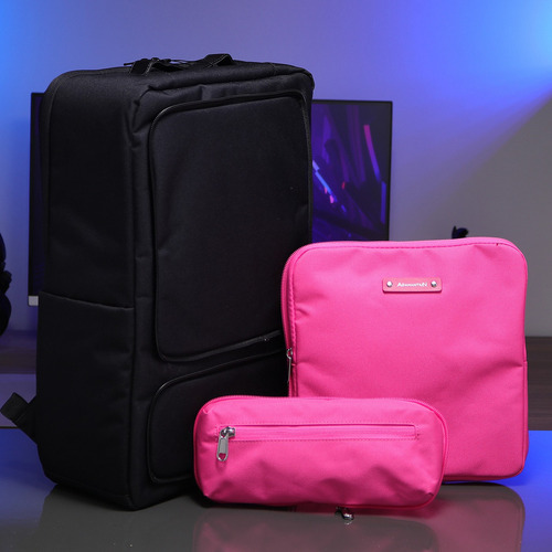 Mochila Adamantiun Shield Prime Custom Notebook 16 Polegadas Cor Rosa-chiclete Desenho Do Tecido Preto