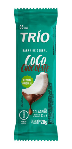 Barra De Cereal Coco Cobertura Chocolate Trío Pacote 20g