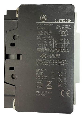 Cl07e300md Contactor 3p.0na-0nc,24-28v,ac/dc,65a Ge