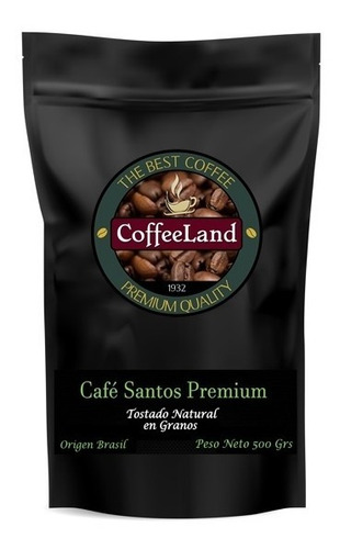 Café Tostado En Granos Coffeeland Santos Premium X 500 Gr.