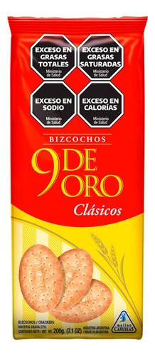 Bizcochos Salados Clasicos Galletitas 9 De Oro 200 Gr