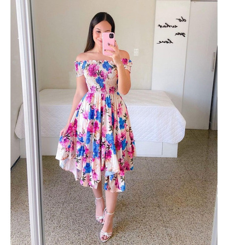 Vestido Largo Floral A La Moda Femenina Con Hombros Descubie