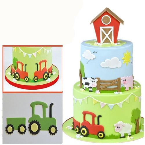 Cortante Tractor 3d 4 Piezas Reposteria Fondant Cookie