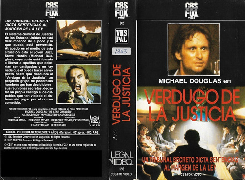 Verdugo De La Justicia Vhs Michael Douglas The Star Chamber