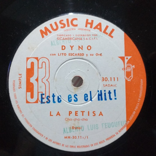 Dyno - La Petisa - Simple Vinilo 1963 - Rock Mexico Argentin