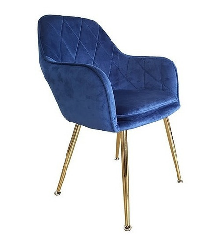 Pack 2 Sillas Terciopelo Patas Doradas Respaldo Estructura de la silla Azul