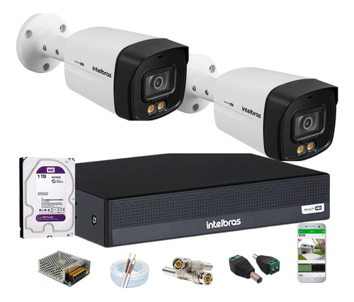 Kit Intelbras 2 Vhd 3240b Full Color Dvr 1004c C/1tb Purple