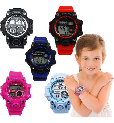 Kit 11 de relojes para niños, 100% funcionales, impermeables, color bisel negro