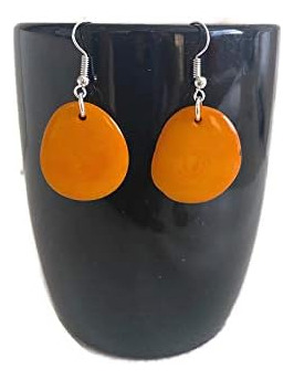 Aretes De Tagua En Naranja, Aretes Colgantes De Marfil Veget