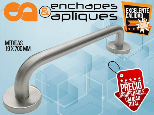Imagen 2 de 4 de Manija Puerta-baño Barra De Seguridad Acero Inox 19 X 700 Mm