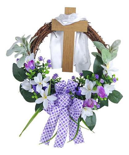 Corona De Pascua, Decoración Con Forma De Cruz, 35 Cm A