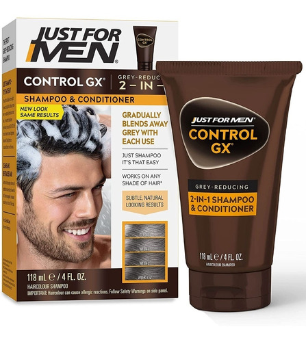  Shampoo Just For Men Gx Reductor Gris Pelo Negro