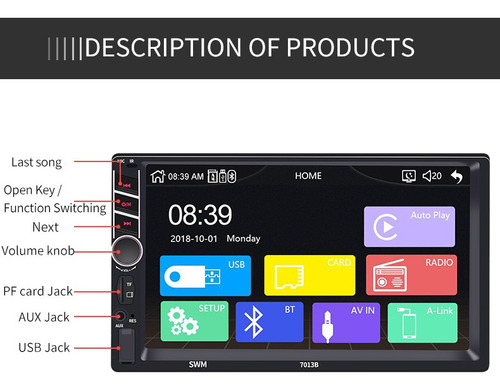 Zk Estéreo De Coche Doble Din Compatible Con Carplay
