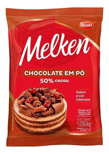 Melken chocolate em pó 50 por cento cacau pacote 1,050kg