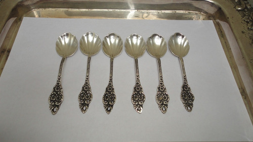 Cucharas Cafe Antiguas En Plata 800 Mango Relieve Vealas