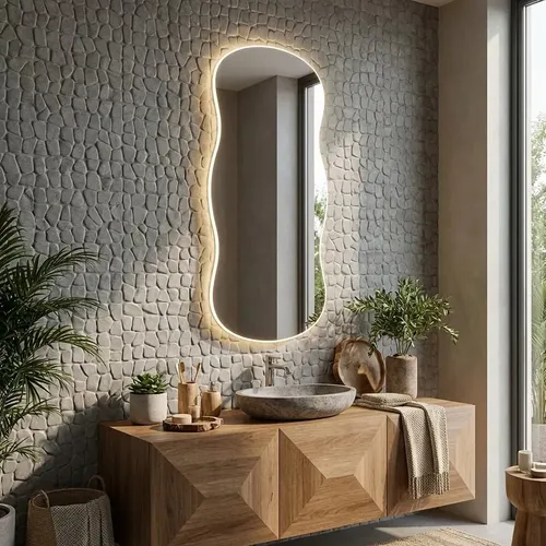 Espelho Grande LED 110cmx50 Quarto Provador Luxo Bivolt Aura - Miniatura 2