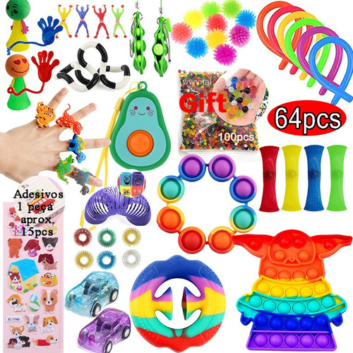 64set Juguete Poppets Spinner Pop It Toy Para Adultos