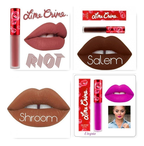 Lote De 10 Lime Crime Velvetine Gloss Indeleble Matte