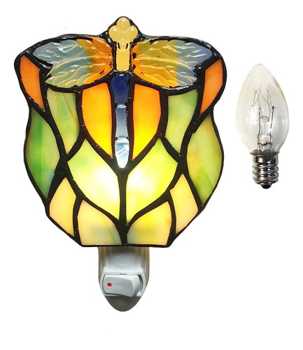 Luz Nocturna De Vitral Libélula Para Cualquier Habitación