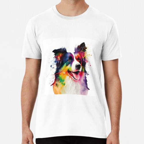 Remera Border Collie Dog, Watercolor And Action Painting Sty