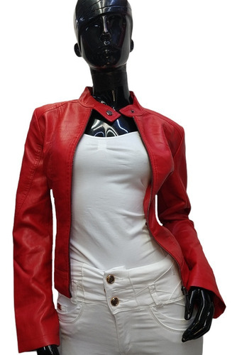 Imagen 5 de 5 de Chamarra Dama Tacto Piel Tipo Piel Biker Tactopiel Chaqueta