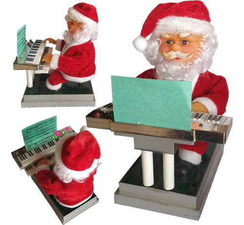 Santa Claus Papa Noel Pianista Con Movimiento Música Y Luces