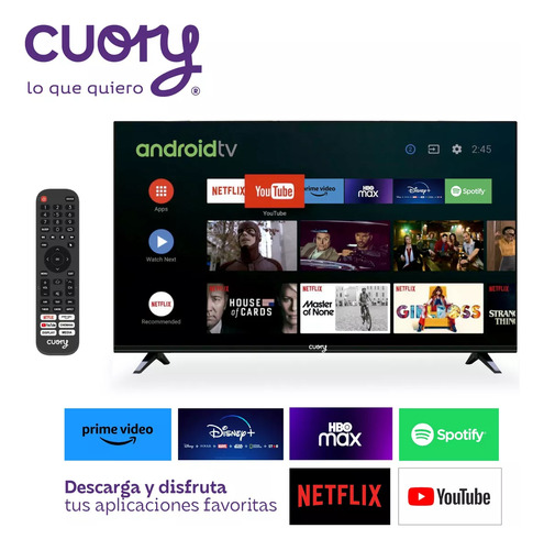 Smart TV pantalla 32 pulgadas Cuory Android TV DLED HD Bluetooth Dolby Audio - Excelente (Reacondicionado)