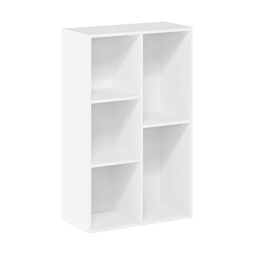 Furinno Luder. Estanteria Para Libros, 5 Cubos, Color Blanco