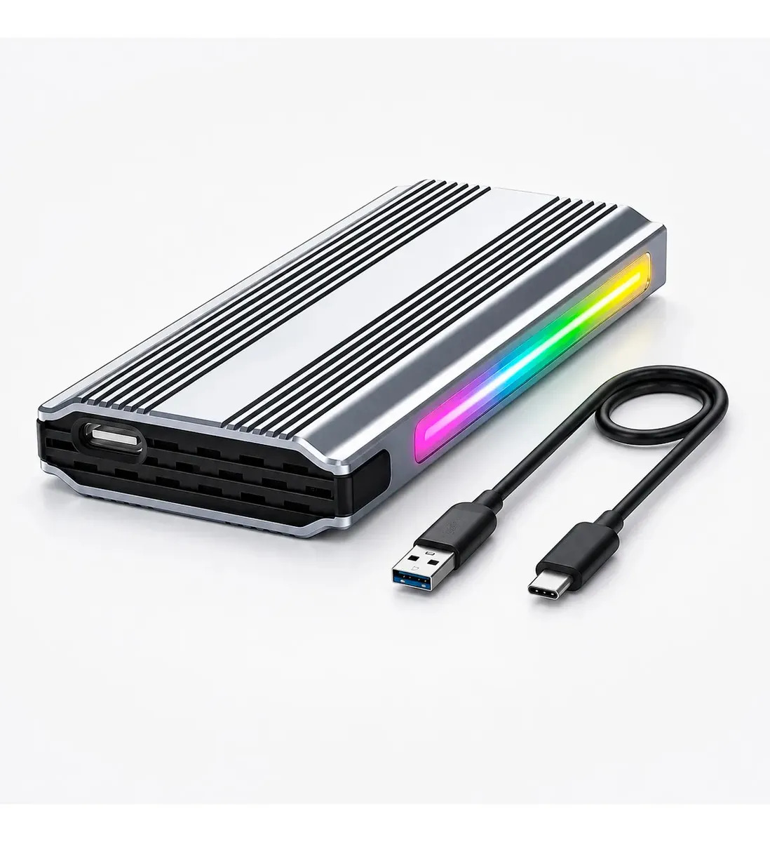 Case Ssd M.2 Nvme Gamer Usb 3.1 Rgb Externo Tipo C 10gb Cinza-escuro