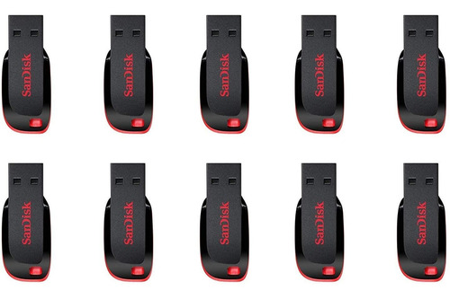 Paquete De 10 Pendrives Memoria De 8 Gb | Negro | Sandisk