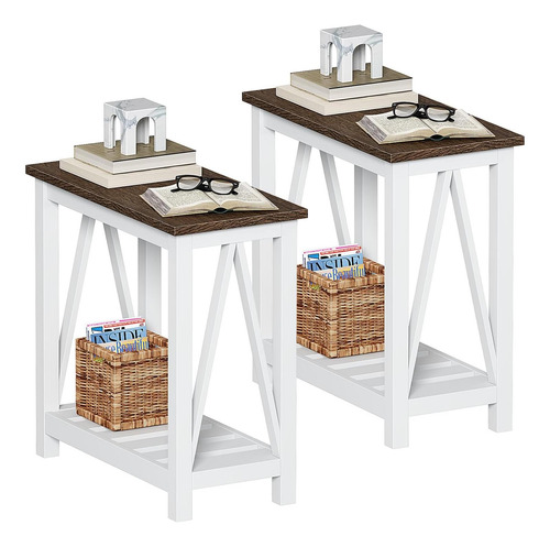 Choochoo Farmhouse Final Table Juego De 2, Mesa Lateral Con