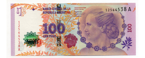 Billete 100 Pesos Evita Conmemorativo Serie A Sin Circular