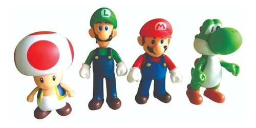  Figuras Mario Bros + Luigui + Yoshi + Toad Colección 