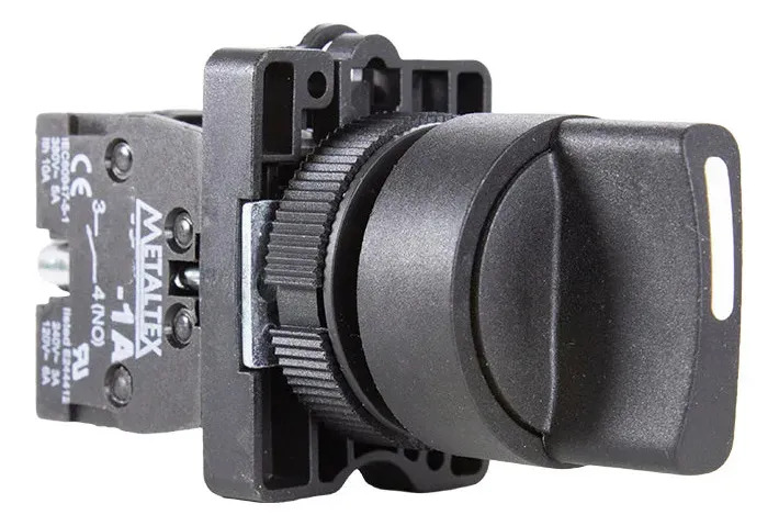 Chave Seletora 3 Posições 45° 2NA Metaltex Preto 380V 5A
