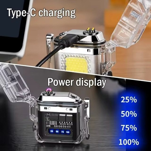 Encendedor Eléctrico Plasma A Prueba De Agua Con Linterna